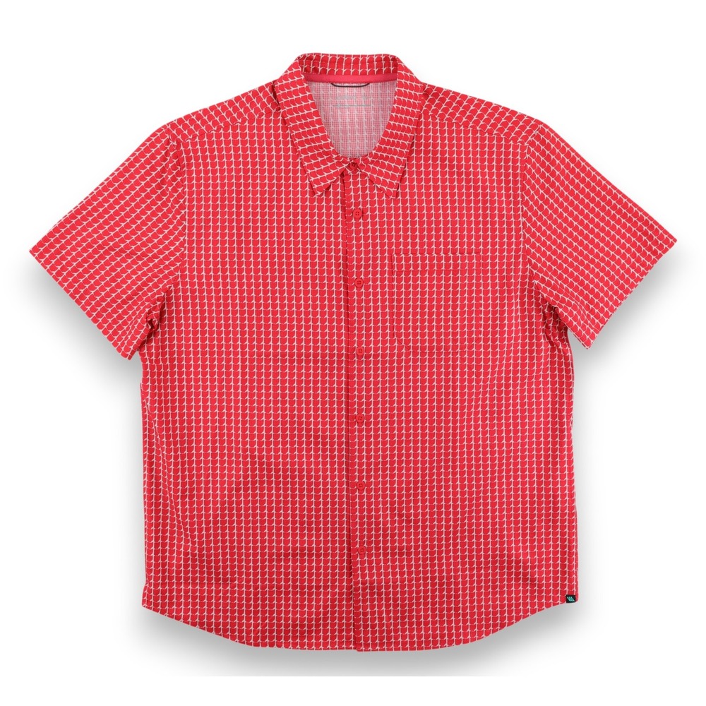 Wellen Airweave Performance Shirt Mens XL Red Geometric Short Sleeve Performance